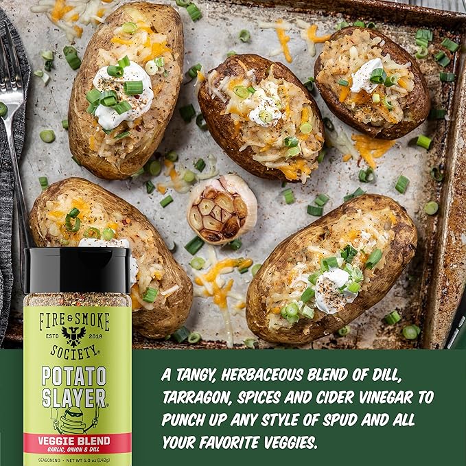Fire & Smoke Society Potato Slayer Vegetable Seasoning | BBQ Rubs for Grilling | Potato, French Fry Seasoning | Mix Blend Rub Powder, Garlic, Onion, Herb Flavor | M 5 oz