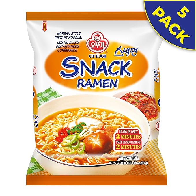 OTTOGI Snack Ramen, KOREAN STYLE INSTANT NOODLE, Traditional Korean Instant Ramen, with Thin Noodle and Mild Flavor(108g) - 5 Pack…