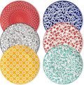 vancasso Ceramic Dinner Plates Set of 6, Large Vintage Plates 10.25 Inch Set of 6 for Kitchen, Porcelain Colorful Plates for Kitchen, Microwave Oven Dishwasher Safe, Vintage Gift, Muted
