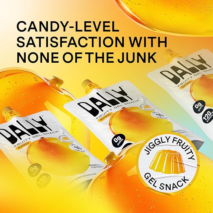 Dally Mango Drinkable Konjac Jelly 10 Pouches | Healthy 10-Calorie, Keto, Gluten Free, Sugar Free Korean Fruit Snack | Prebiotics & Postbiotics for Skin, Immune & Weight Management