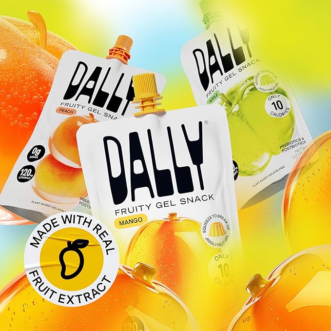 Dally Mango Drinkable Konjac Jelly 10 Pouches | Healthy 10-Calorie, Keto, Gluten Free, Sugar Free Korean Fruit Snack | Prebiotics & Postbiotics for Skin, Immune & Weight Management