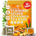 FreshDrinkUS, Premium Turmeric Ginger Cinnamon Tea Bags | 75 Tea Bags | Herbal Spice Tea Blend, Naturally Caffeine Free, Warm & Aromatic Flavor, 100% Natural Ingredients, Convenient Tea Bags