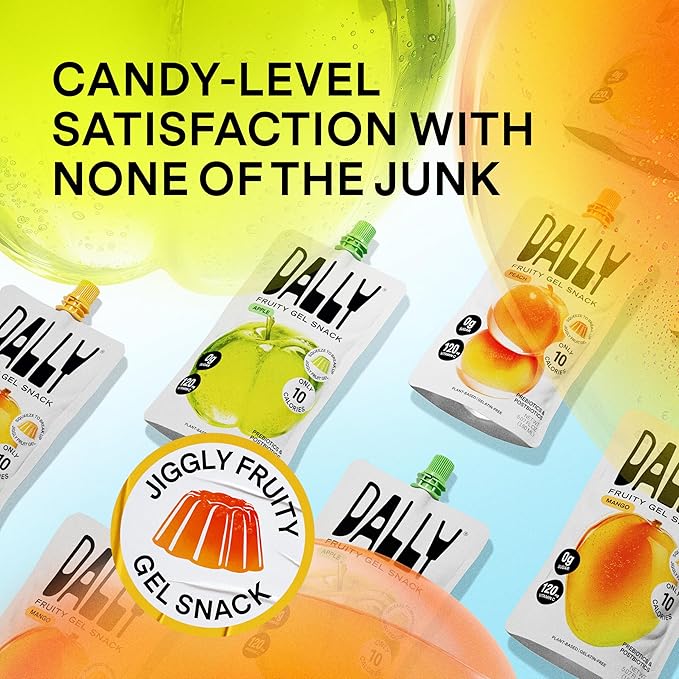 Dally Variety Pack [Mango, Peach & Apple] Drinkable Konjac Jelly 10 Pouches | 10-Calorie Keto, Gluten Free, Sugar Free Korean Fruit Snack | Prebiotics & Postbiotics for Skin, Immune, Weight Management