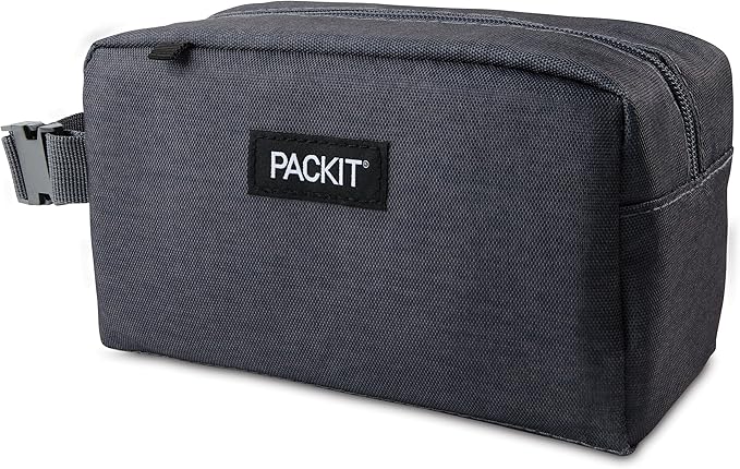PackIt Freezable Small Insulated Snack Box, City Charcoal, with EcoFreeze Technology (Built-in Ice Pack), Mini Cooler or Small Lunch Bag, For Fresh Snacks On the Go, for Work, Gym, or Travel