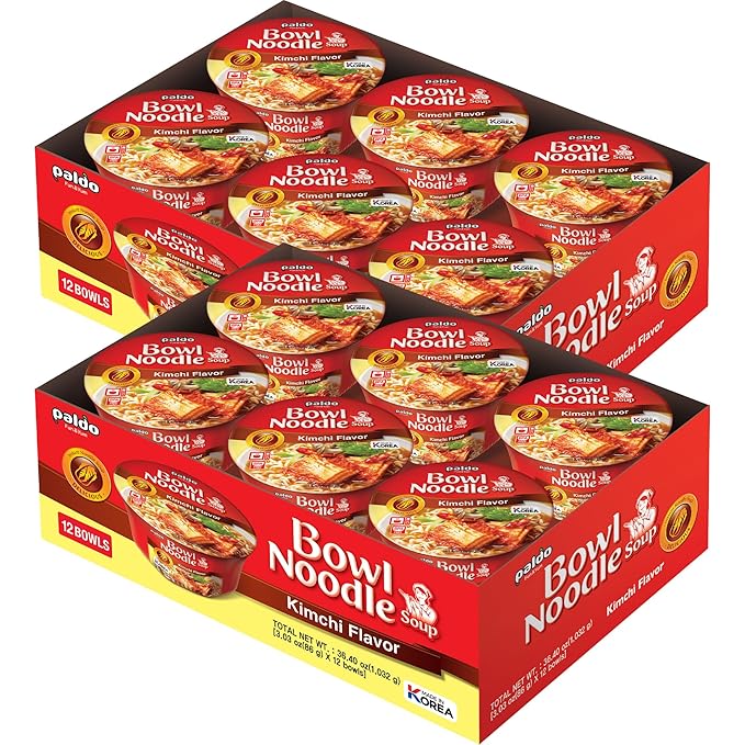 Paldo Kimchi Noodle Soup, 3.03oz Cup (Pack of 12)