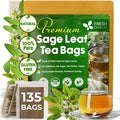 FreshDrinkUS, Premium 135 Sage Leaf Tea Bags, 100% Natural & Pure from Sage Leaves. Loose Leaf Herbal Tea. Made with Natural Material Tea Bags. No Sugar, No Caffeine, No Gluten, Vegan.