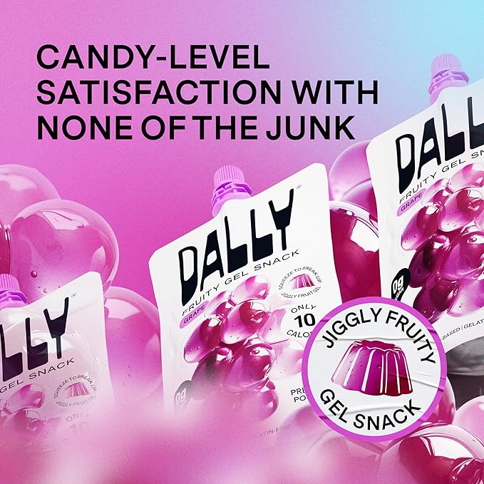Dally Grape Drinkable Konjac Jelly 10 Pouches | Healthy 10-Calorie, Keto, Gluten Free, Sugar Free Korean Fruit Snack | Prebiotics & Postbiotics for Skin, Immune & Weight Management