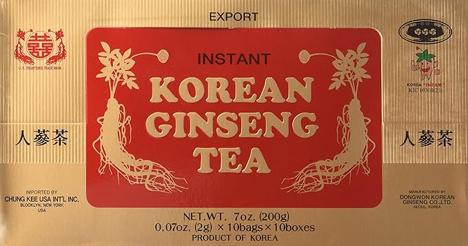 INSTANT KOREAN GINSENG TEA 100 Tea Bags - NET WT 7 oz (200 g)
