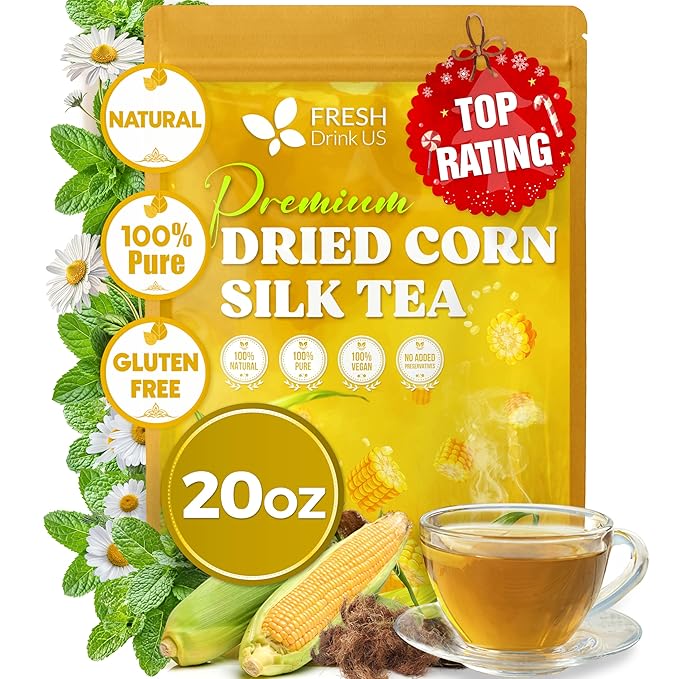 FreshDrinkUS, Dried Corn Silk 20oz | Premium Whole Corn Silk for Tea & Herbal Infusions | Naturally Air-Dried, Non-GMO, Caffeine-Free | Perfect for Daily Herbal Tea, DIY Blends & Natural Brewing