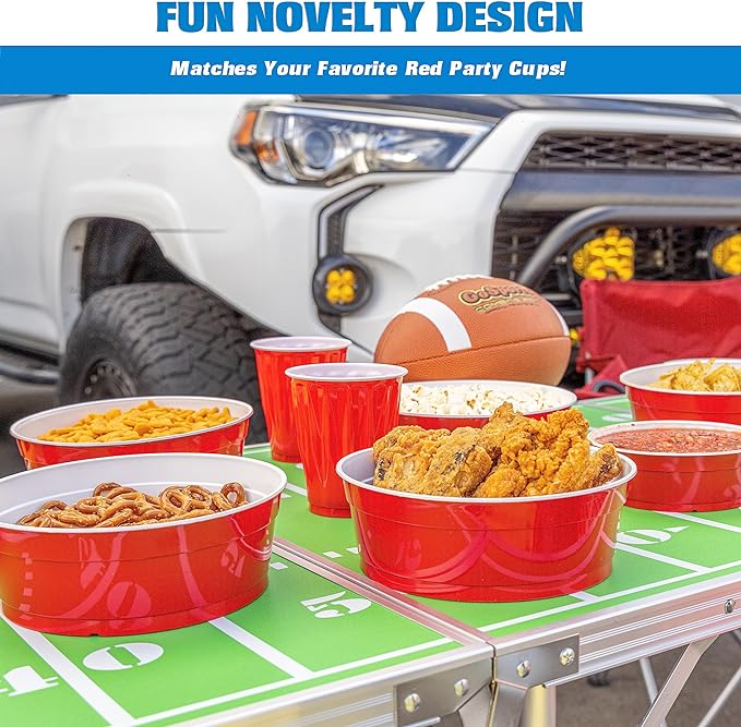 GoBig Red Party Cup Bowls - Large Disposable Plastic Bowls - 22 oz or 60 oz