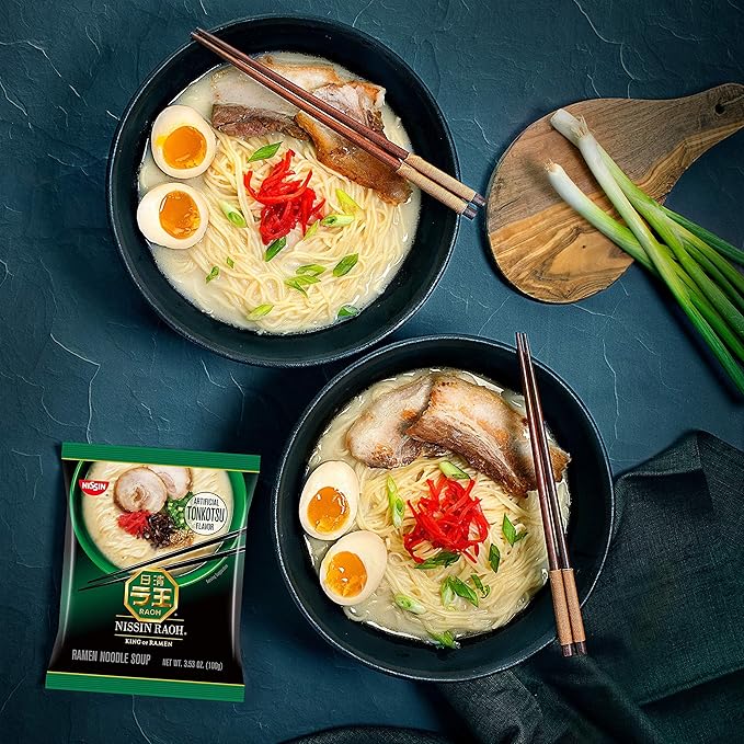 Nissin RAOH Ramen Noodle Soup,Tonkotsu,3.53 Ounce,(Pack of 12)